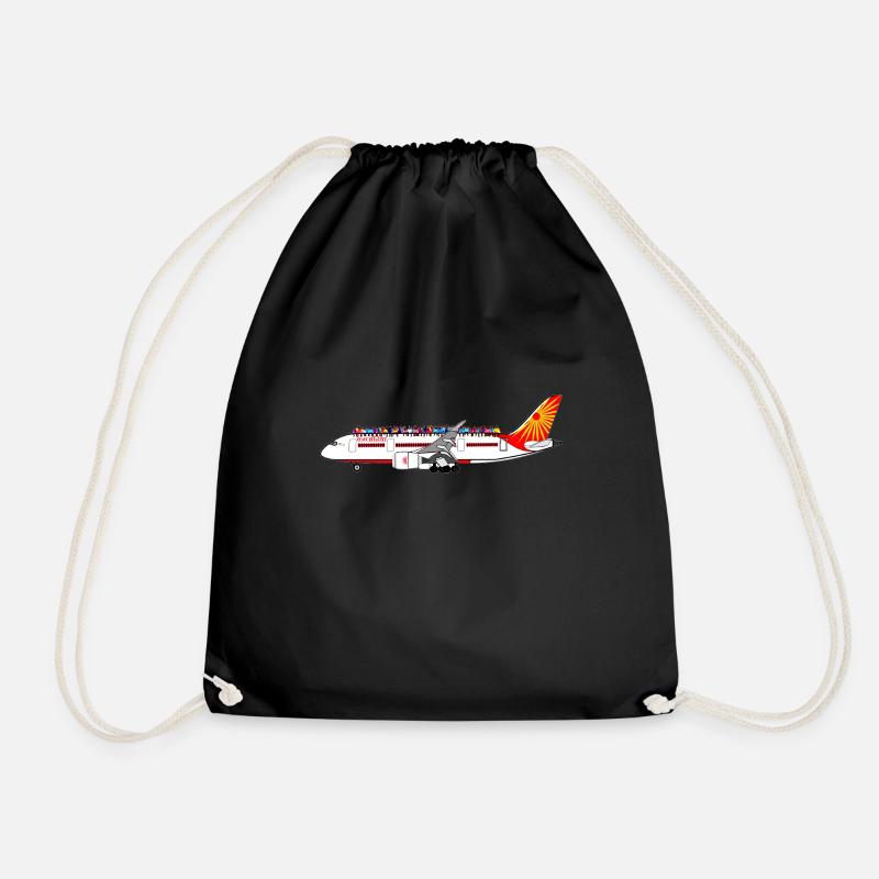 Flugzeug - Turnbeutel - Schwarz