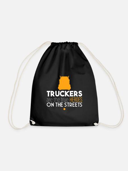 Truckers are heroes - Drawstring Bag - black