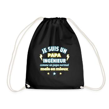 Je suis un papa ingénieur, cadeau fête des pères - Sac de sport léger - noir - Devant