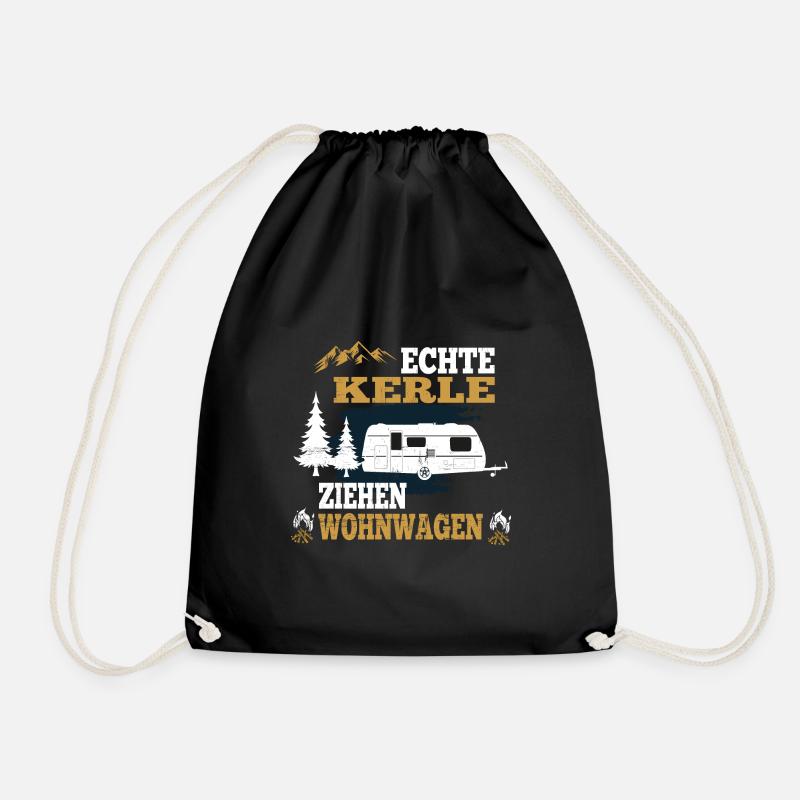 Echte Kerle ziehen Wohnwagen Camping Shirt - Turnbeutel - Schwarz