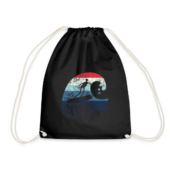 Welle - Surfer - Surf - Geschenk - Turnbeutel - Schwarz - Vorne