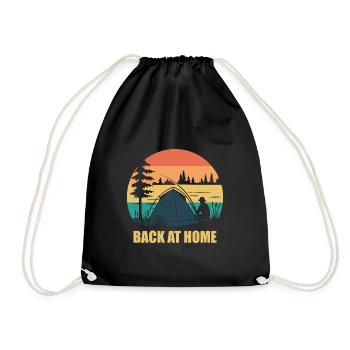 Fishing at the lake with tent - Back at Home - Drawstring Bag - black - Front