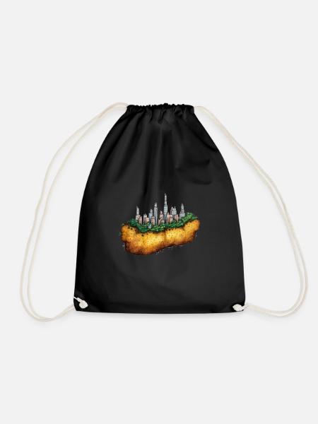 Kartoffelcity town on potato - Drawstring Bag - black