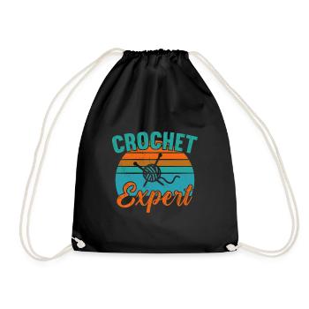 Crochet Expert / Häkeln - Drawstring Bag - black - Front