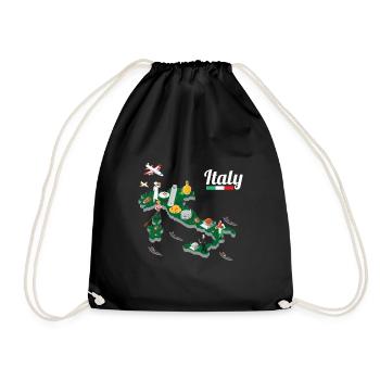 Italy Map - Bella Italia Vacation Souvenir - Drawstring Bag - black - Front