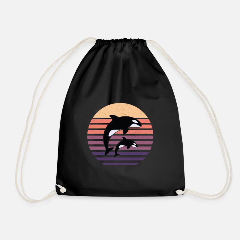 Vintage Orcas Wale Schwertwal Tiere - Turnbeutel - Schwarz