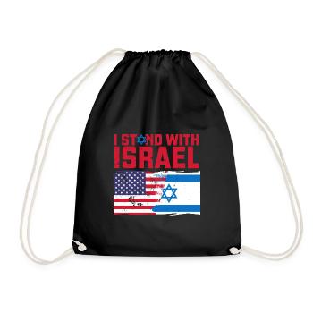 Israel USA America Origin Flag Jerusalem - Drawstring Bag - black - Front