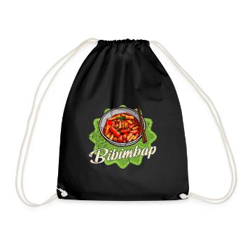 Korean Cuisine Bibimbap Kimchi Asian Bowl - Drawstring Bag - black - Front
