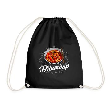 Korean Cuisine Bibimbap Kimchi Asian Bowl - Drawstring Bag - black - Front