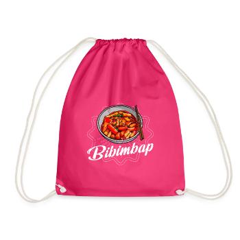 Korean Cuisine Bibimbap Kimchi Asian Bowl - Drawstring Bag - fuchsia - Front