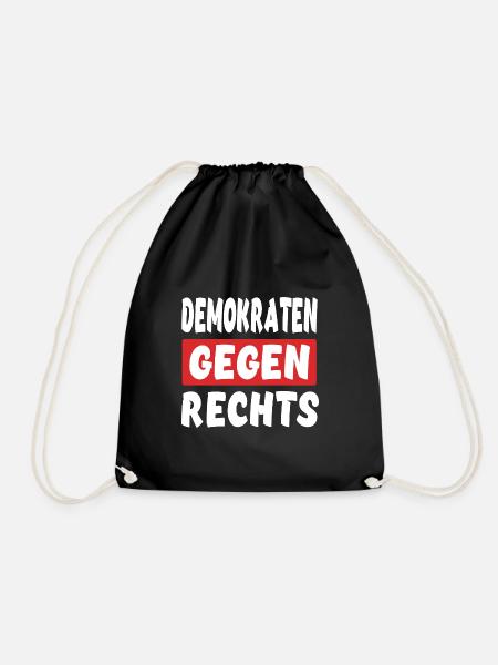 Demokraten Gegen Rechts - Rechts Nein Danke - Turnbeutel - Schwarz