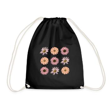 Flower pastel flower flowers pastel flowers lilac - Drawstring Bag - black - Front