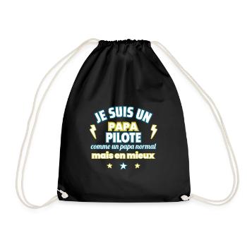 Papa PILOTE,cadeau fête des pères,pilotage,course - Sac de sport léger - noir - Devant