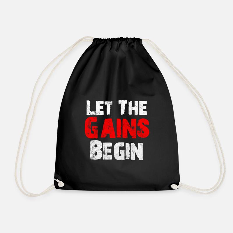 Let the Gains begin - Coole Motivation - Turnbeutel - Schwarz