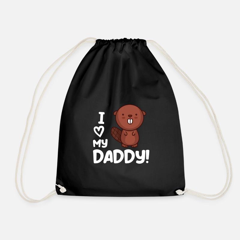 Ich liebe meinen Papa mit süßem Biber - Turnbeutel - Schwarz