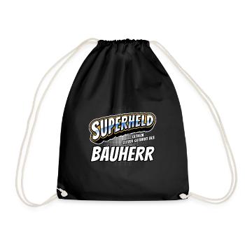 Superheld, clever getarnt als Bauherr - Turnbeutel - Schwarz - Vorne