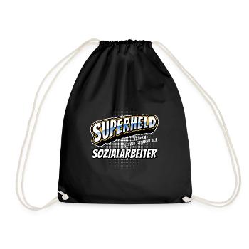 Superheld, clever getarnt als Sozialarbeiter - Turnbeutel - Schwarz - Vorne