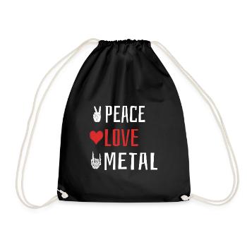 Peace Love Metal - Heart - Drawstring Bag - black - Front