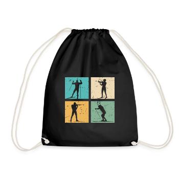 Biathlon Skifahren Ski Langlauf Biathlet Geschenk - Turnbeutel - Schwarz - Vorne