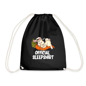 Schlafshirt Schlafen Niedlich Hase Chibi Kaninchen - Turnbeutel - Schwarz - Vorne