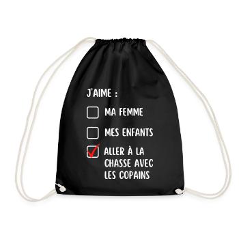 Cadeau humour chasse chasseur chasseuse drôle - Sac de sport léger - noir - Devant