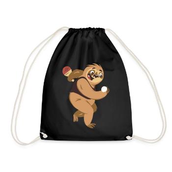 Tischtennis Outfit Damen Katze - Turnbeutel - Schwarz - Vorne