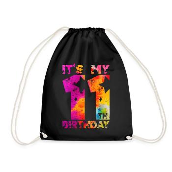 11TH BIRTHDAY UNICORN IT'S MY 11th BIRTHDAY - Drawstring Bag - black - Front
