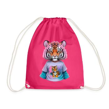 Tiger Kind mit Tiger shirt - Turnbeutel - Fuchsia - Vorne