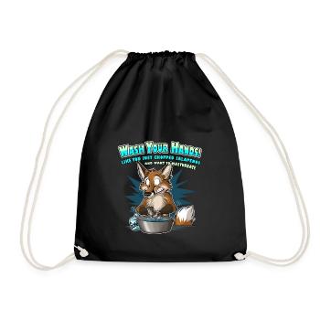 Wash Your Hands (blue) - Drawstring Bag - black - Front