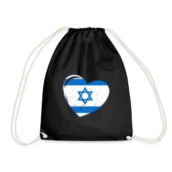 Israel Heart Star of David Israeli origin - Drawstring Bag - black - Front