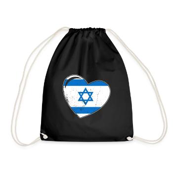Israel Heart Star of David Israeli origin - Drawstring Bag - black - Front