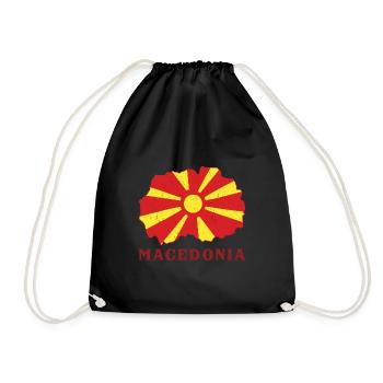 Mazedonien Balkan Herkunft Reise Flagge Skopje - Turnbeutel - Schwarz - Vorne
