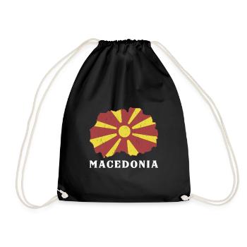 Mazedonien Balkan Herkunft Reise Flagge Skopje - Turnbeutel - Schwarz - Vorne