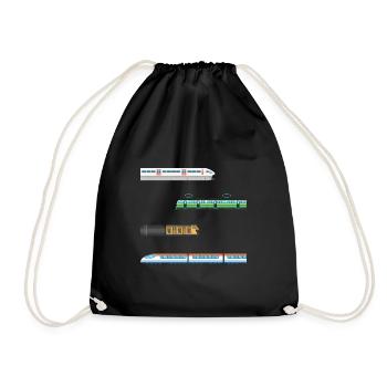 Trains Railway Locomotives Children Model Railway - Drawstring Bag - black - Front