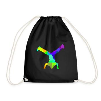 Breakdance Rainbow Colors Polygon Sport - Drawstring Bag - black - Front