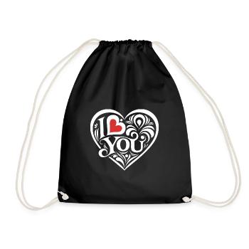 I love You - Valentine' Day - Love - Gift - Drawstring Bag - black - Front