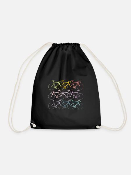 Fahrräder in Regenbogenfarben Pastell Geschenkidee - Turnbeutel - Schwarz