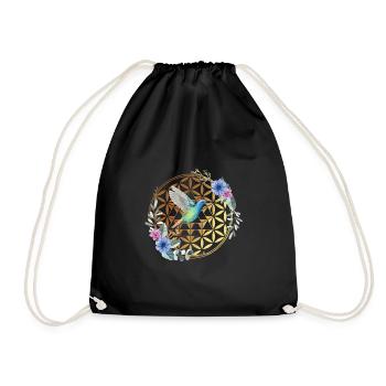 Kolibri BunteR Vogel Natur Kolibri Blume Geschenk - Turnbeutel - Schwarz - Vorne