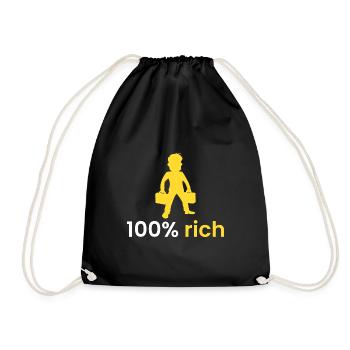 100% rich - Drawstring Bag - black - Front