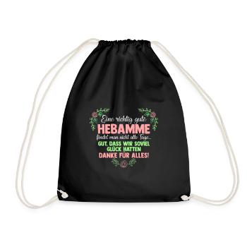 Hebamme Schwanger Baby Hebammenkunde Geburtshelfer - Turnbeutel - Schwarz - Vorne