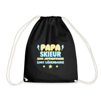 Papa skieur,fête des pères,ski,Humour,Montagne - Sac de sport léger - noir - Devant