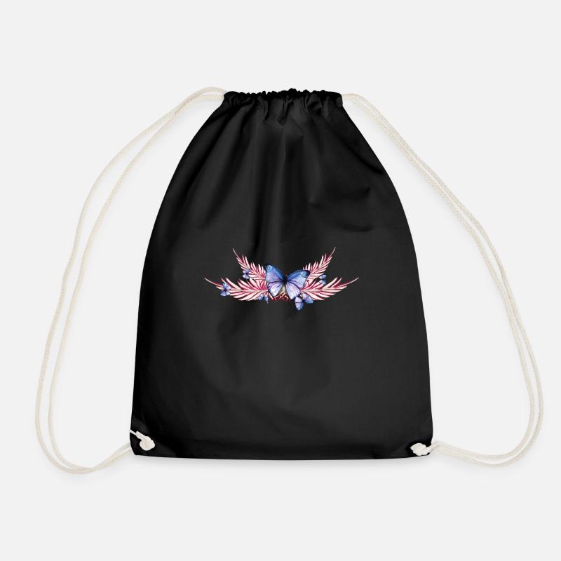 butterfly - Drawstring Bag - black