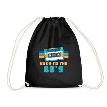 Cassette Back To 80's Gift 80s Party - Drawstring Bag - black - Front