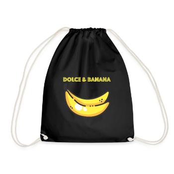 Dolce Banana | Banane, lustige Sprüche - Turnbeutel - Schwarz - Vorne