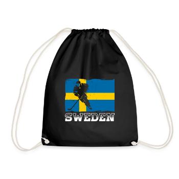 Schweden Skandinavien Urlaub Sverige Flagge - Turnbeutel - Schwarz - Vorne