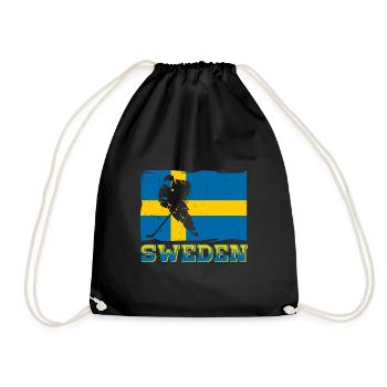 Schweden Skandinavien Urlaub Sverige Flagge - Turnbeutel - Schwarz - Vorne