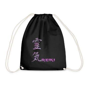 reiki japanese e 62 - Drawstring Bag - black - Front