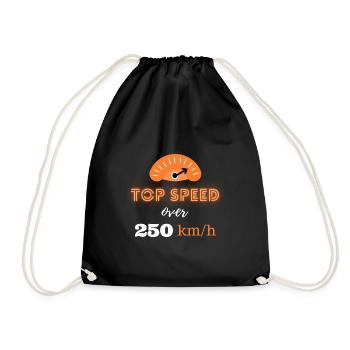 Top speed over 250km/h - Drawstring Bag - black - Front