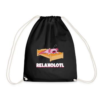 Axolotl Sleeping Shirt Relaxolotl Nightgown Gift - Drawstring Bag - black - Front