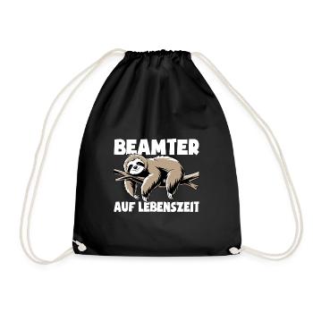 Faultier Beamter auf Lebenszeit - Spruch - Turnbeutel - Schwarz - Vorne